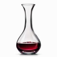 Profile of a wine decanter with red wine, elegant and simple, isolated on white photo