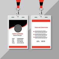 Modern and clean business id card template. corporate modern business id card design template with Red color. professional id card design template. Company employee id card template. vector