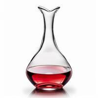 Profile of a wine decanter with red wine, elegant and simple, isolated on white photo