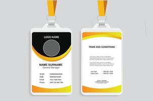 Modern and clean business id card template. corporate modern business id card design template with yellow color. professional id card design template. Company employee id card template. vector