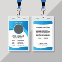 Modern and clean business id card template. corporate modern business id card design template with blue color. professional id card design template. Company employee id card template. vector