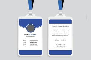 Modern and clean business id card template. corporate modern business id card design template with blue color. professional id card design template. Company employee id card template. vector