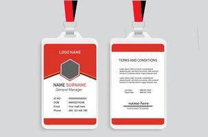 Modern and clean business id card template. corporate modern business id card design template with Red color. professional id card design template. Company employee id card template. vector