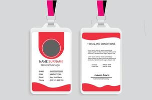 Modern and clean business id card template. corporate modern business id card design template with Red color. professional id card design template. Company employee id card template. vector