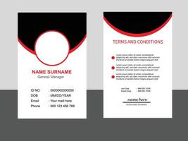 Modern and clean business id card template. corporate modern business id card design template with Red color. professional id card design template. Company employee id card template. vector