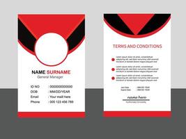 Modern and clean business id card template. corporate modern business id card design template with red color. professional id card design template. Company employee id card template. vector