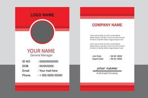 corporate modern business id card design template. Company employee id card template. Modern and clean business id card template. professional id card design template with red color. vector