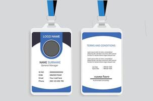 Modern and clean business id card template. corporate modern business id card design template with blue color. professional id card design template. Company employee id card template. vector