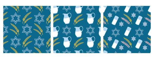 Shavuot seamless pattern set. Holiday concept for textile, background, greeting cards vector