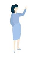 A cheerful cartoon woman points upward, symbolizing direction, confidence, and motivation. The vibrant and stylish graphic is perfect for conveying a positive and dynamic message, capturing attention vector