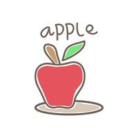 Breakfast fresh fruit apple line and fill style illustration. Suitable for cafeteria and restaurant decoration. vector