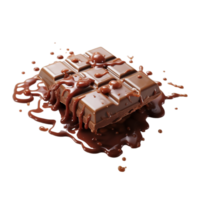 chocola bar met gesmolten chocola vloeistof, gegenereerd ai png