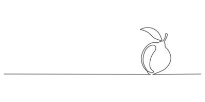 Lemon in one line. The concept of healthy eating, fruits, citrus. Minimalistic design. graphics vector