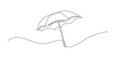 continuo línea dibujo de un paraguas en un blanco antecedentes. minimalista plano icono. accesorio para lluvia vector