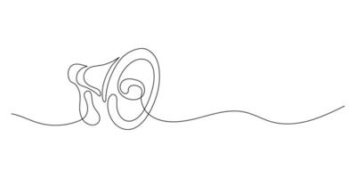 Continuous one line drawing of megaphone speaker for news and messenger promotion Illustration, vector