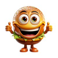 hamburguer ícone 3d ilustração personagem, gerado ai png