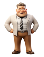 fett chef affärsman 3d tecknad serie karaktär, genererad ai png