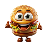 hamburguesa icono 3d ilustración personaje, generado ai png