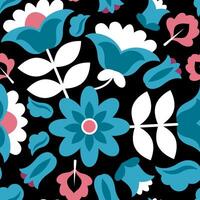 Mexican ethnic seamless pattern of bright flowers for embroidery vector