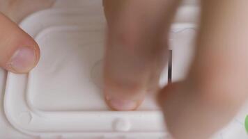 Close-up of removing a wet towel. video