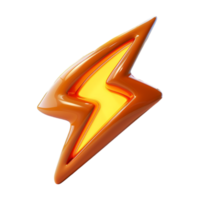 lightning icon, 3d illustration, isolated on transparent background, generated ai png