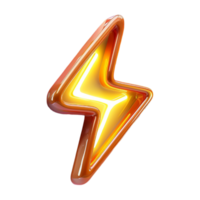 lightning icon, 3d illustration, isolated on transparent background, generated ai png