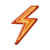 lightning icon, 3d illustration, isolated on transparent background, generated ai png