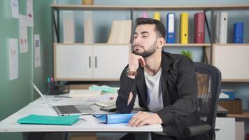 Anxious, nervous office worker, unhappy. video