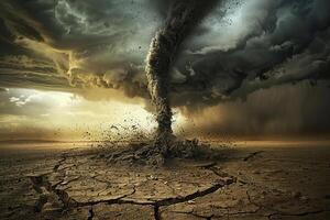 Scary ominous huge hurricane tornado, apocalyptic dramatic background photo