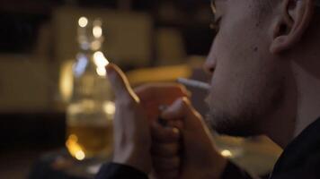 Young man smoking marijuana. video