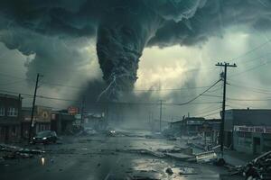 Scary ominous huge hurricane tornado, apocalyptic dramatic background photo