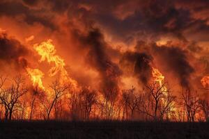 Scary huge hurricane fire tornado, apocalyptic dramatic background photo