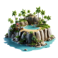 3d Illustration von klein Insel Aussicht Symbol isoliert auf transparent Hintergrund, generiert ai png