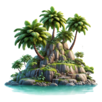 3d illustration of small island view icon isolated on transparent background, generated ai png