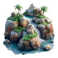 3d ilustração do pequeno ilha Visão ícone isolado em transparente fundo, gerado ai png