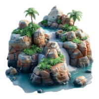 3d illustration of small island view icon isolated on transparent background, generated ai png