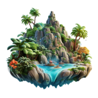 3d illustration of small island view icon isolated on transparent background, generated ai png