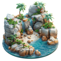 3d illustration of small island view icon isolated on transparent background, generated ai png