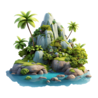 3d illustration of small island view icon isolated on transparent background, generated ai png