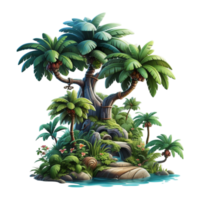 3d illustration of small island view icon isolated on transparent background, generated ai png