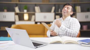 Delighted home office worker applauding. video