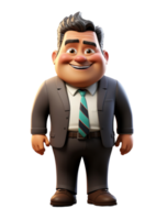 grasa jefe empresario 3d dibujos animados personaje, generado ai png