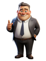 grasa jefe empresario 3d dibujos animados personaje, generado ai png