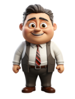 grasa jefe empresario 3d dibujos animados personaje, generado ai png