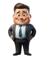 Fat boss businessman 3D cartoon character, generated ai png