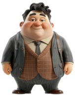 Fat boss businessman 3D cartoon character, generated ai png