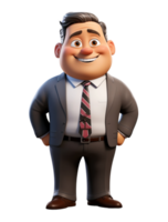 gordo patrão homem de negocios 3d desenho animado personagem, gerado ai png