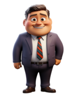 grasa jefe empresario 3d dibujos animados personaje, generado ai png