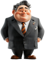 grasa jefe empresario 3d dibujos animados personaje, generado ai png