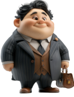 gordo patrão homem de negocios 3d desenho animado personagem, gerado ai png